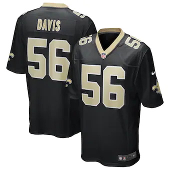 mens nike demario davis black new orleans saints game jerse